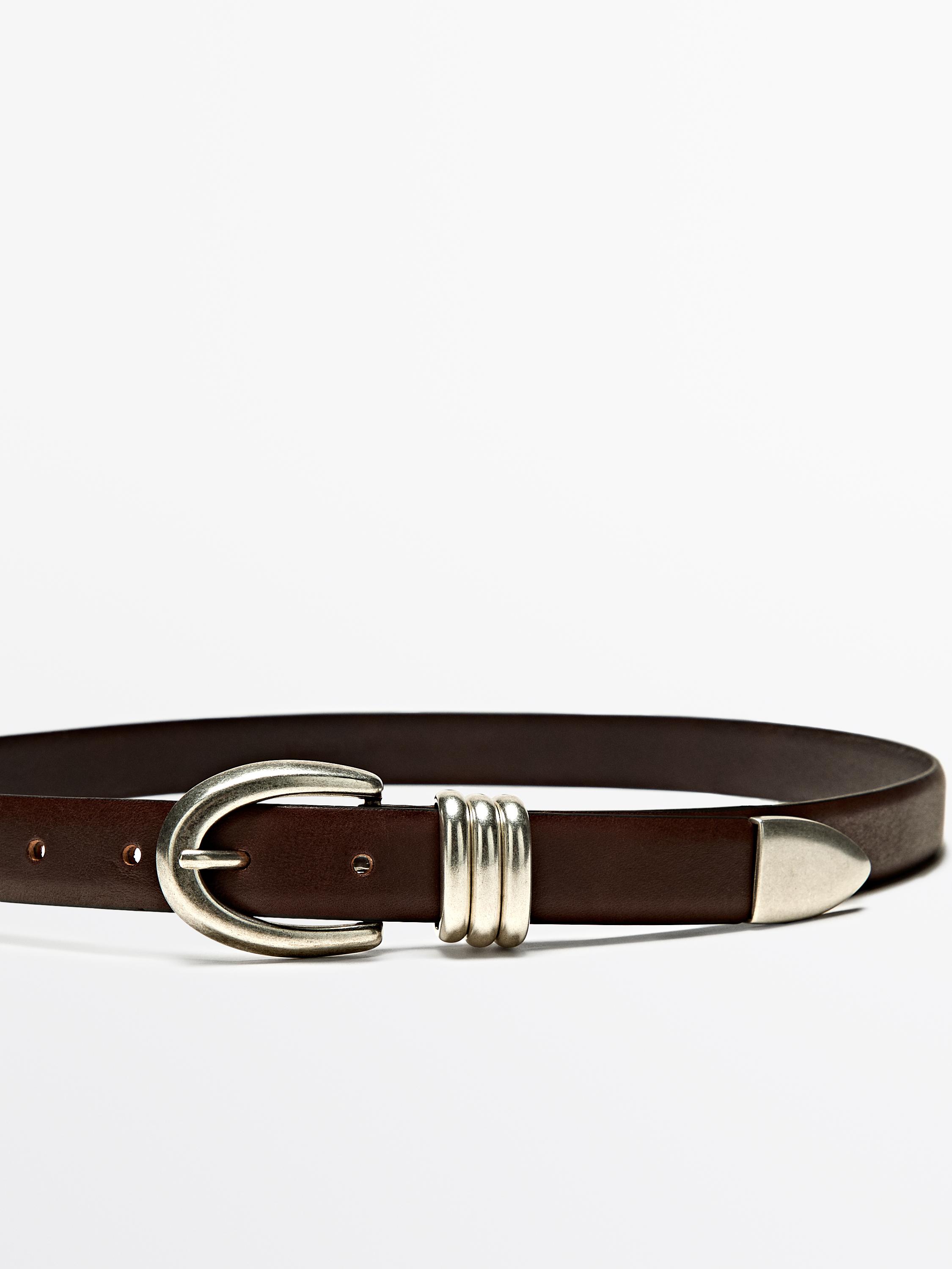 Ceinture en cuir nappa détail métallique